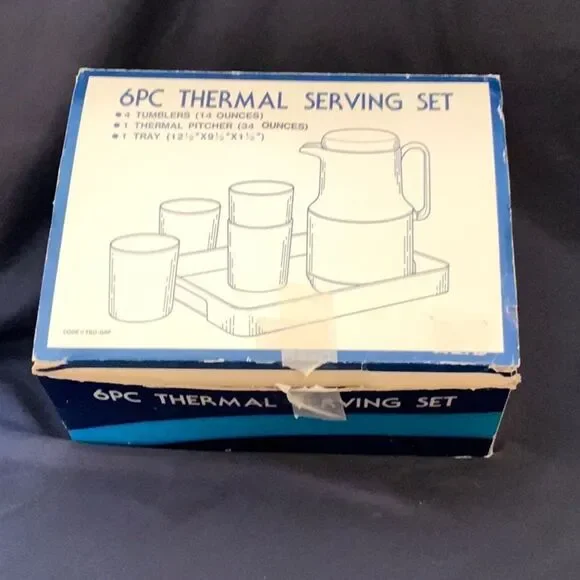 6PC THERMAL SERVING SET includes Thermos, 4 cups and serving tray RARE FIND - Picture 10 of 11